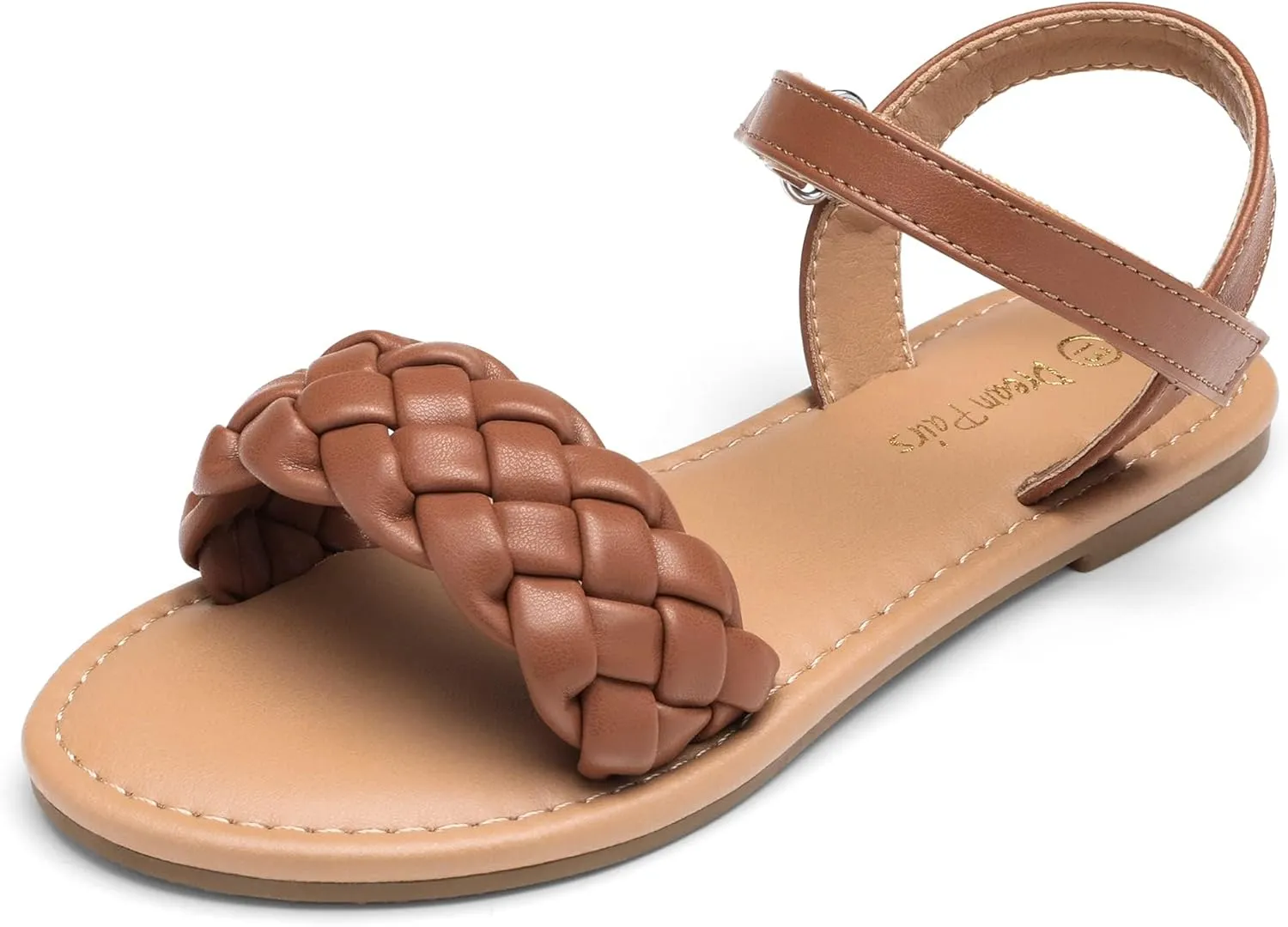 DREAM PAIRS Girls Sandals Classic Open Toe Braided Flat Sandals Summer Dress Shoes