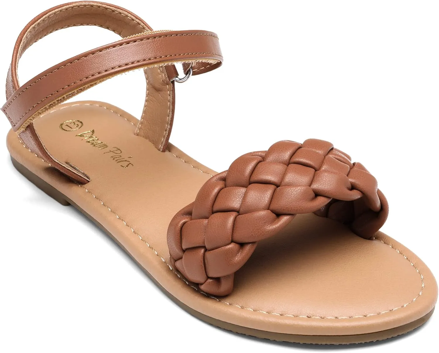 DREAM PAIRS Girls Sandals Classic Open Toe Braided Flat Sandals Summer Dress Shoes