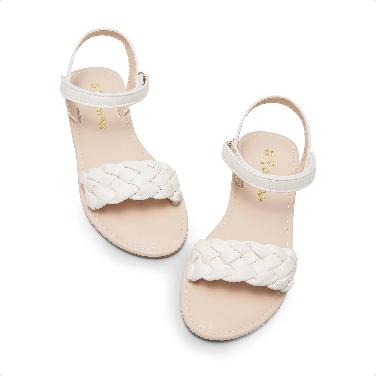 DREAM PAIRS Girls Sandals Classic Open Toe Braided Flat Sandals Summer Dress Shoes