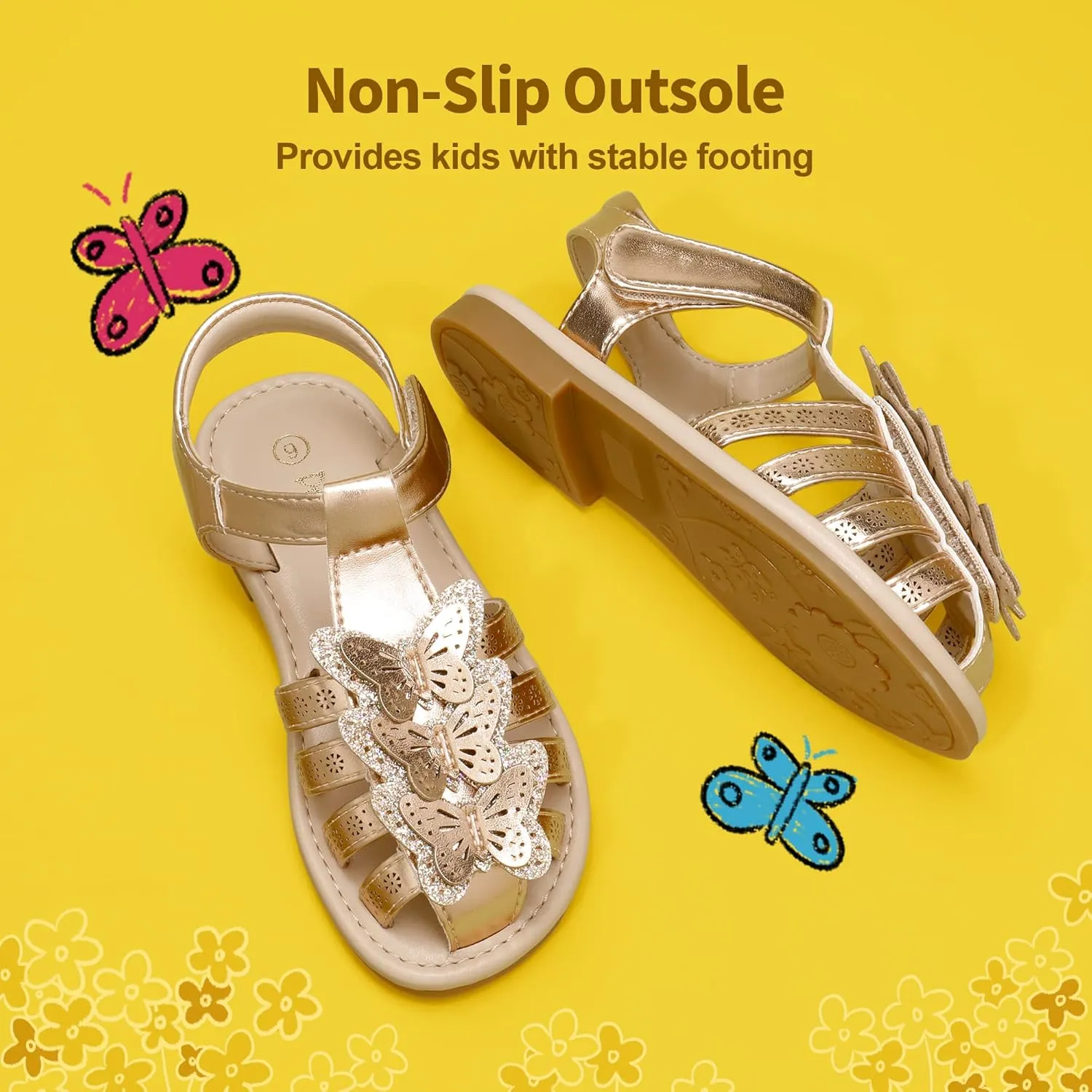 DREAM PAIRS Girls Sandals Closed-Toe Sandals with Interchangeable DIY Flower Dress Summer Shoes Toddler/Little Kid