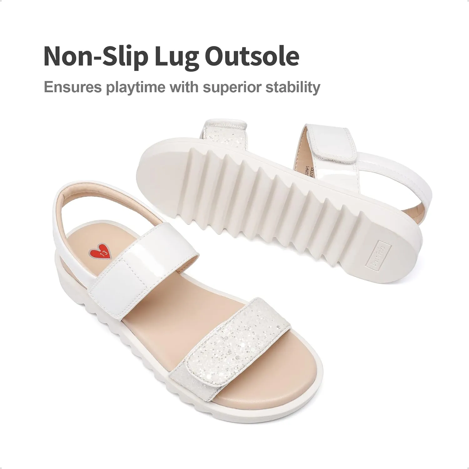DREAM PAIRS Girls Sandals Glitter Two Strapped Casual Open Toe Sandals Little Kid/Big Kid