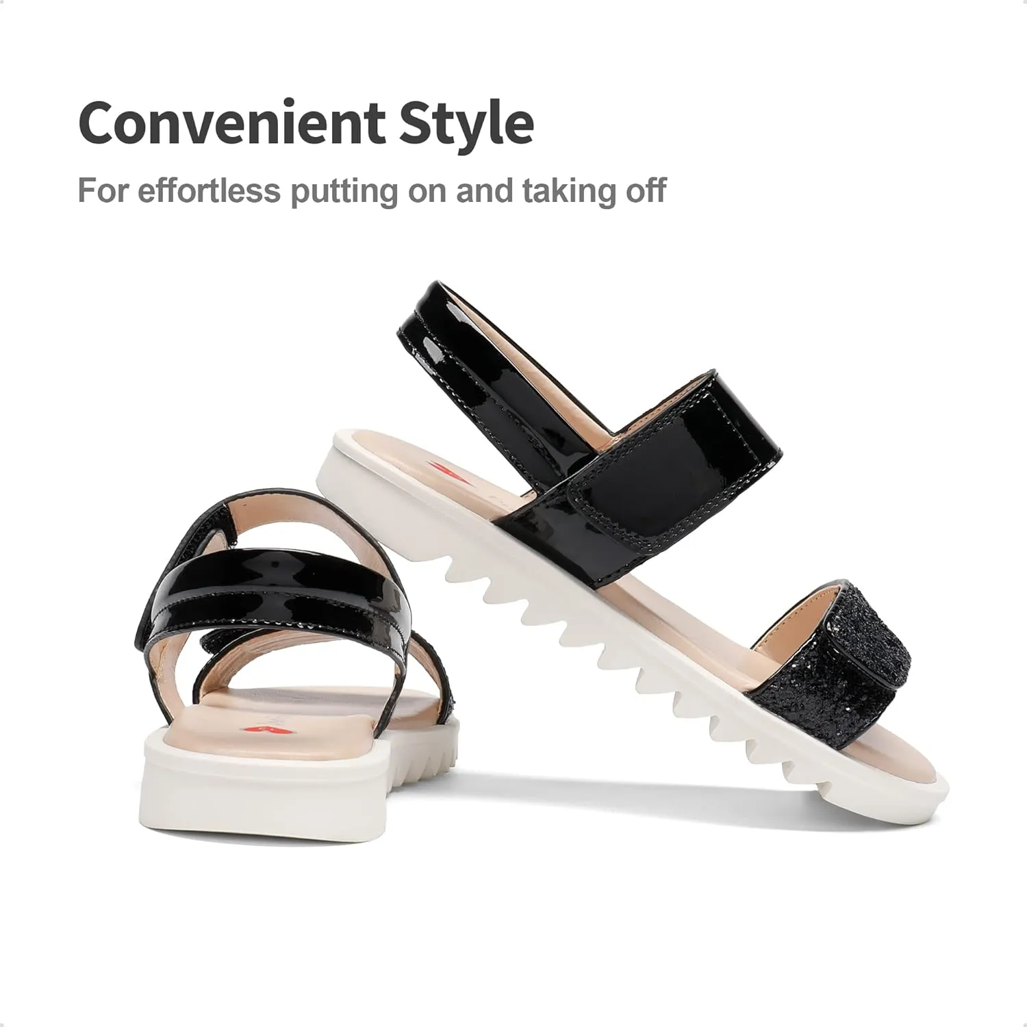 DREAM PAIRS Girls Sandals Glitter Two Strapped Casual Open Toe Sandals Little Kid/Big Kid