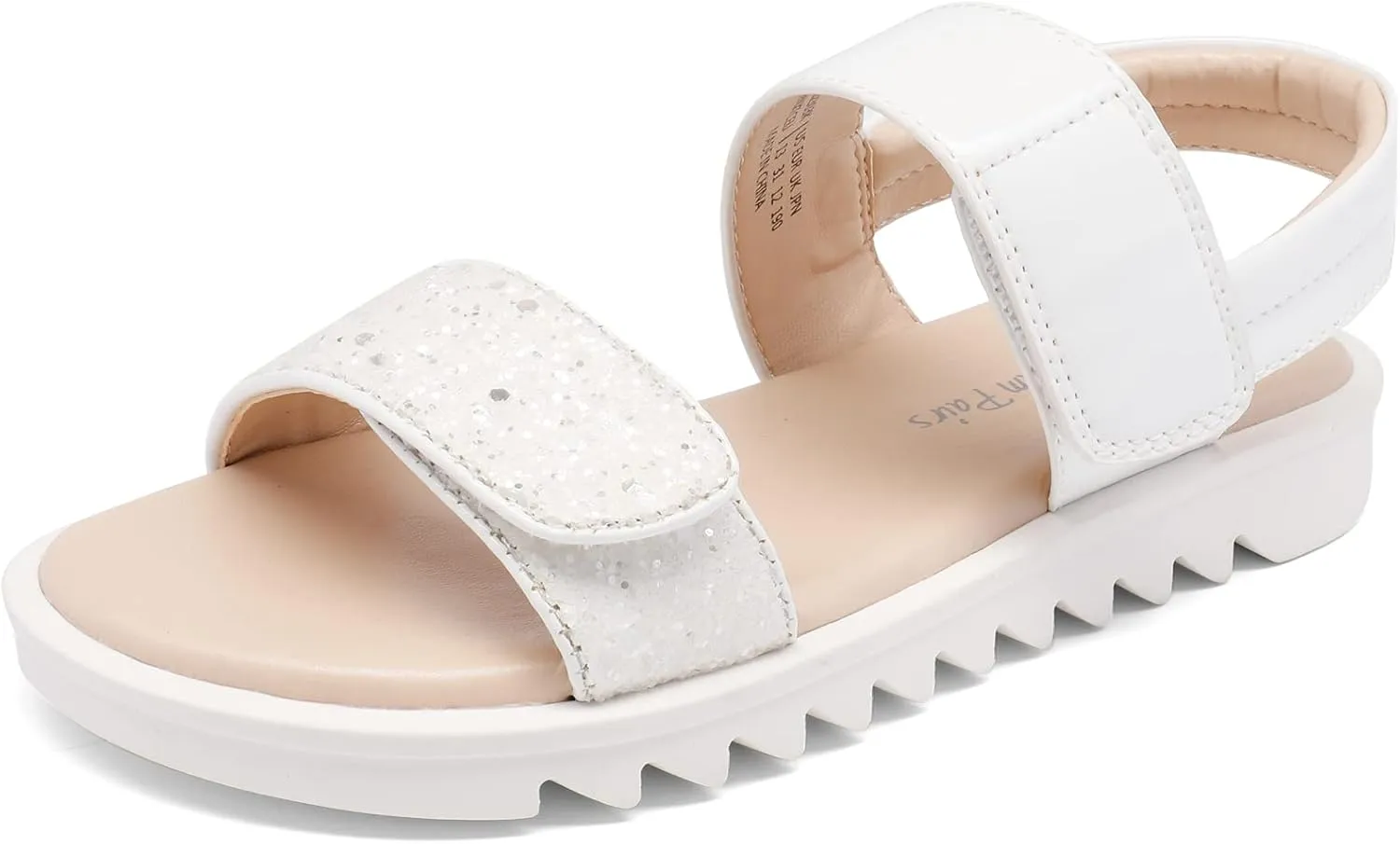 DREAM PAIRS Girls Sandals Glitter Two Strapped Casual Open Toe Sandals Little Kid/Big Kid