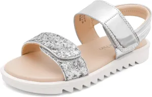 DREAM PAIRS Girls Sandals Glitter Two Strapped Casual Open Toe Sandals Little Kid/Big Kid