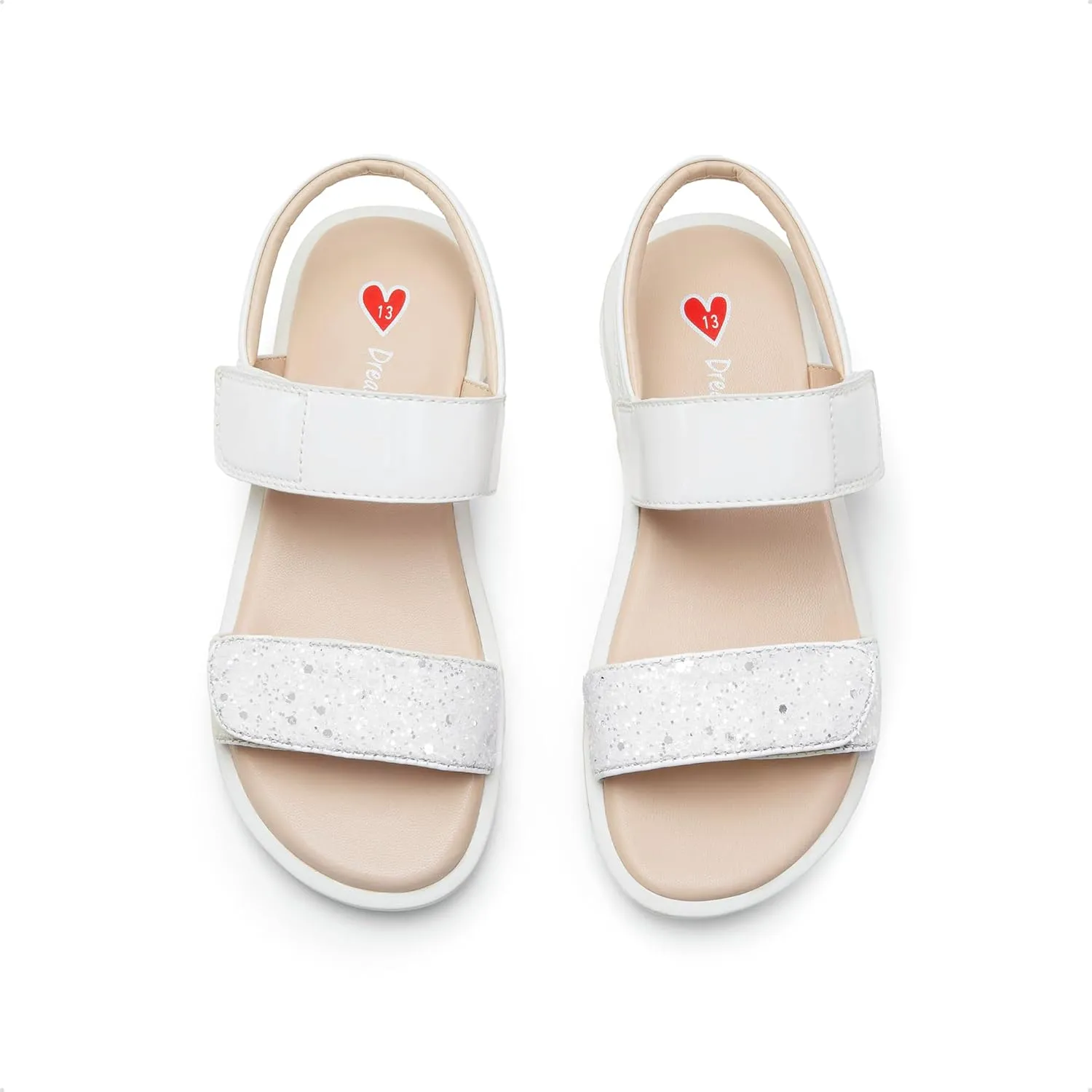 DREAM PAIRS Girls Sandals Glitter Two Strapped Casual Open Toe Sandals Little Kid/Big Kid