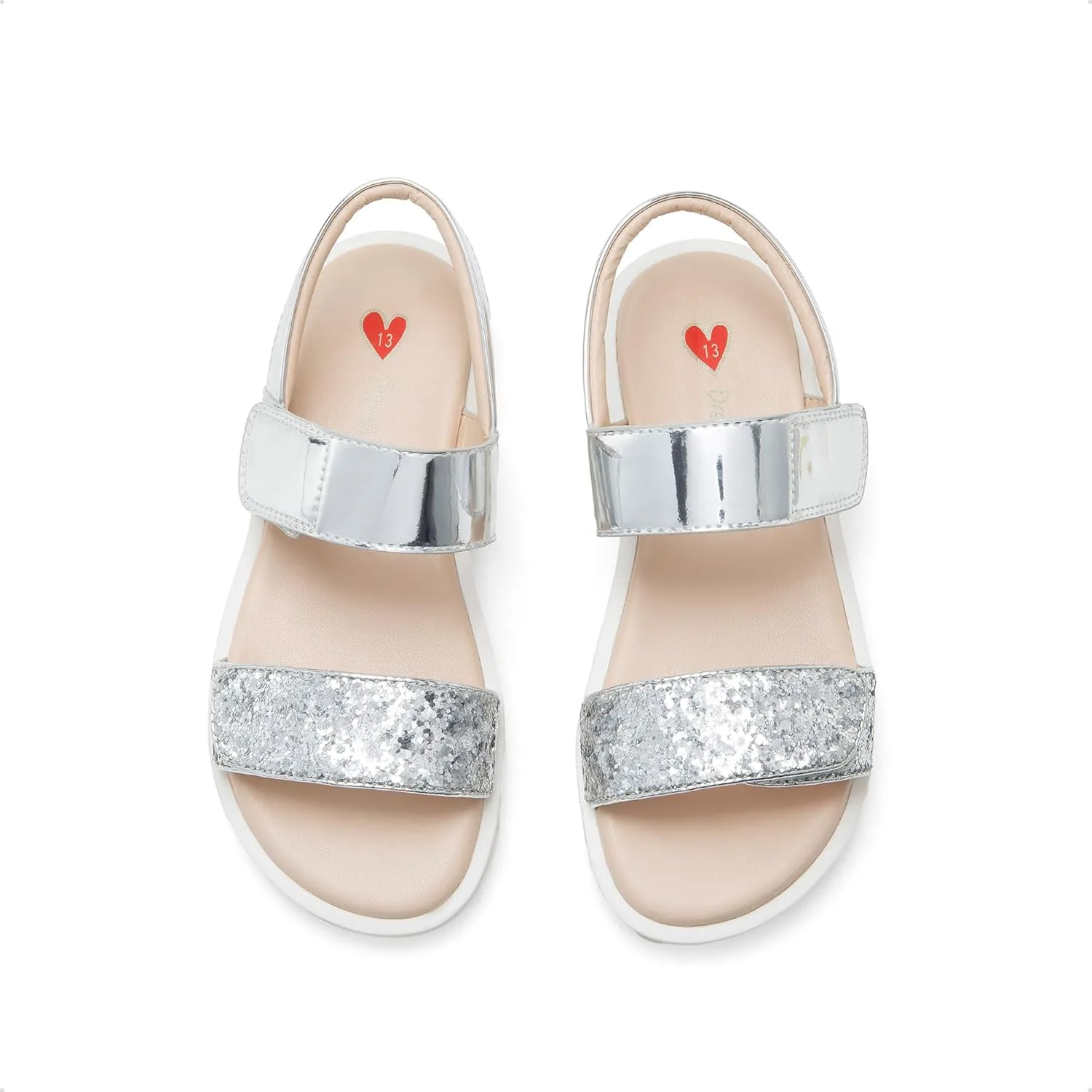 DREAM PAIRS Girls Sandals Glitter Two Strapped Casual Open Toe Sandals Little Kid/Big Kid