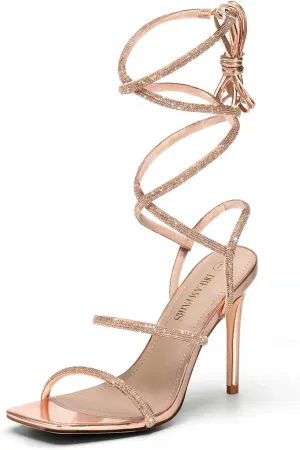 DREAM PAIRS High Heels Stilettos for Women - Strappy Gladiator Sexy Square Toe Open Toe Dressy Pumps Sandals