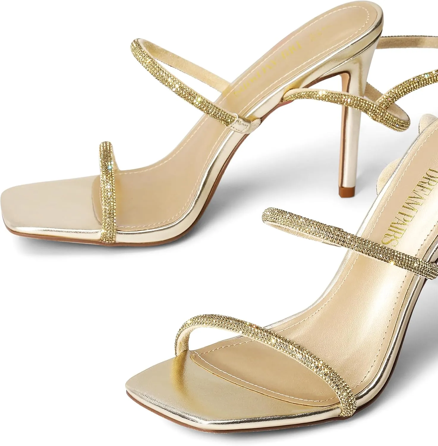 DREAM PAIRS High Heels Stilettos for Women - Strappy Gladiator Sexy Square Toe Open Toe Dressy Pumps Sandals