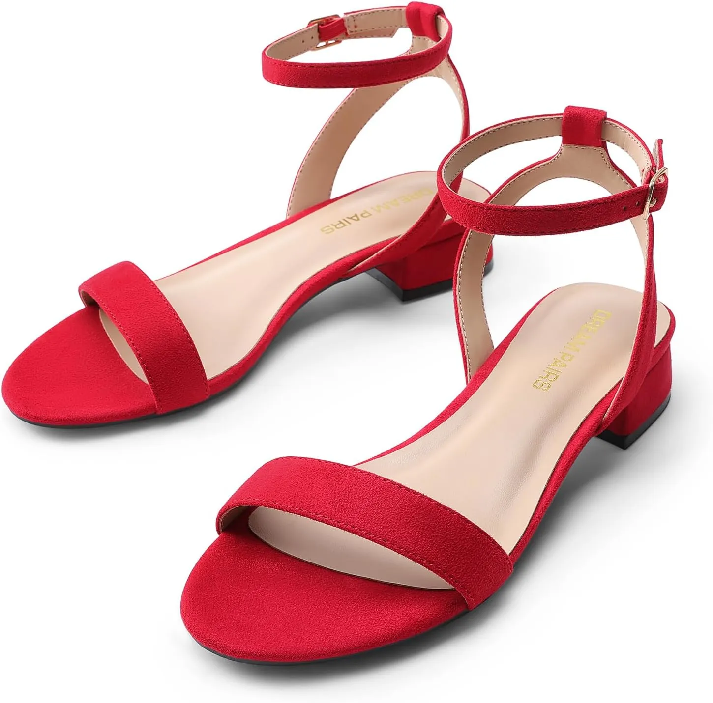 DREAM PAIRS Women Black White Nude Clear Sandals Low Heel Dressy Sandals Ankle Strap Open Toe Chunky Block Heeled Summer Classic Comfortable Flat Shoes