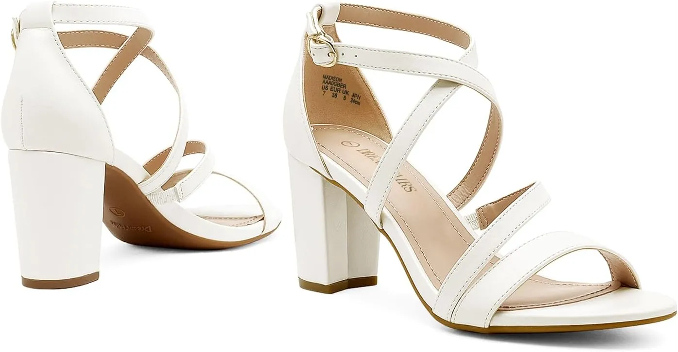 DREAM PAIRS Women’s Ankle Strap Dress Pump Low Chunky Heel Sandals