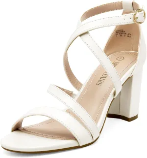 DREAM PAIRS Women’s Ankle Strap Dress Pump Low Chunky Heel Sandals