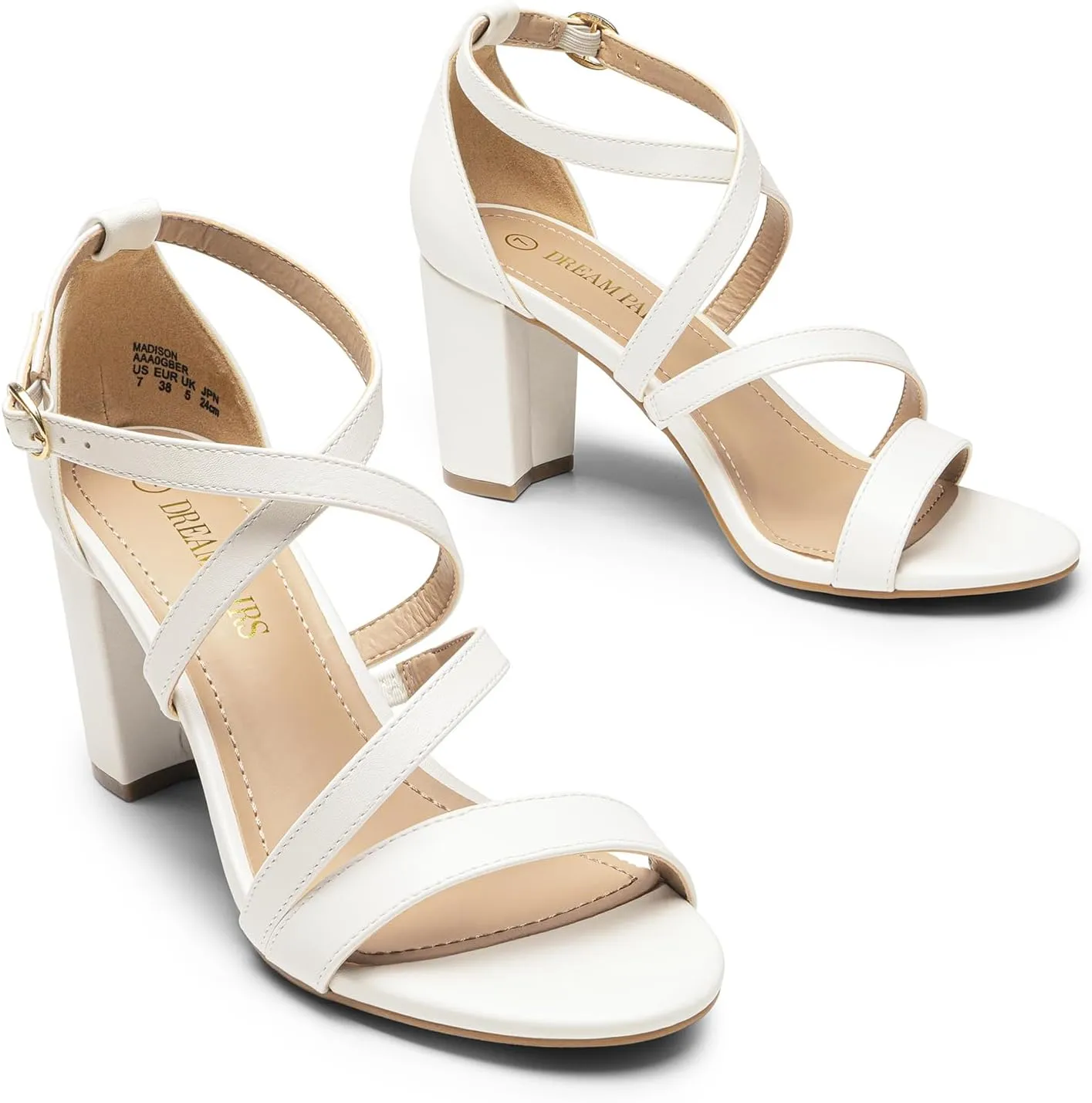 DREAM PAIRS Women’s Ankle Strap Dress Pump Low Chunky Heel Sandals