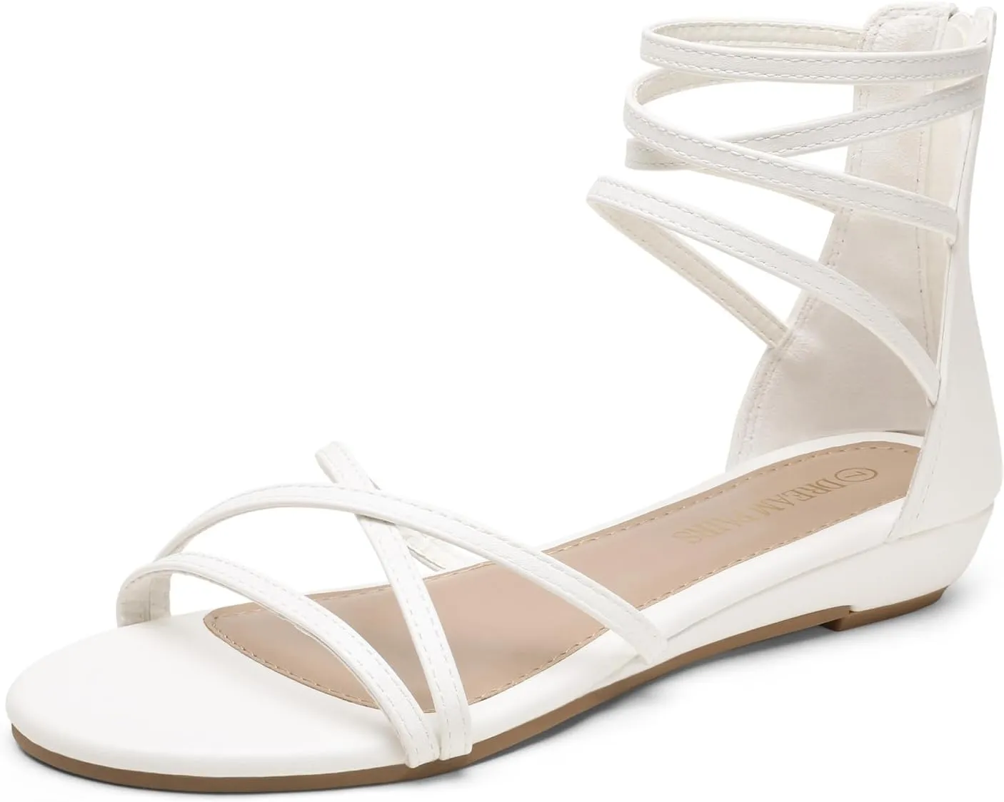 DREAM PAIRS Women's Ankle Strap Flat Sandals Summer Dressy Strappy Gladiator Rhinestones Sandals