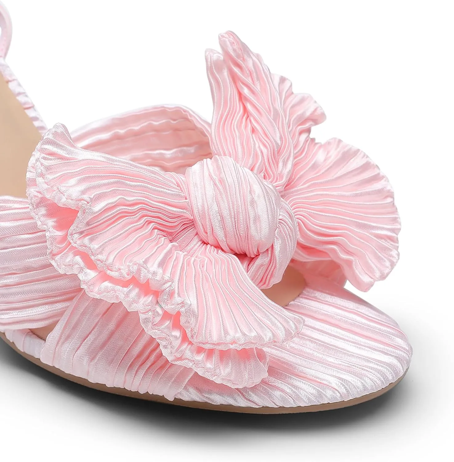 DREAM PAIRS Women's Bow Knot Heeled Sandals Low Chunky Heels Open Toe Ankle Strap Slingback Dress Shoes for Wedding Bridal Party