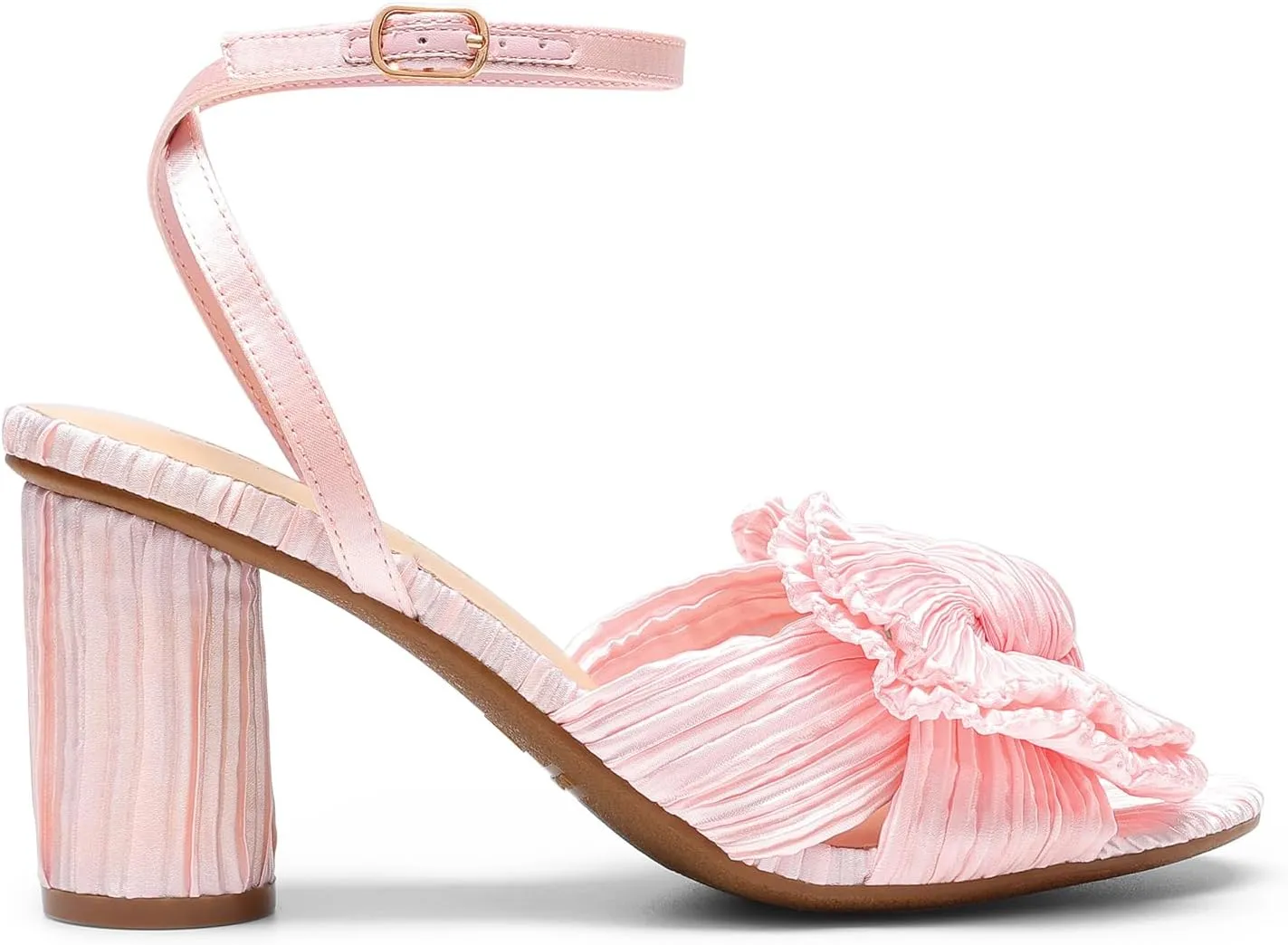 DREAM PAIRS Women's Bow Knot Heeled Sandals Low Chunky Heels Open Toe Ankle Strap Slingback Dress Shoes for Wedding Bridal Party