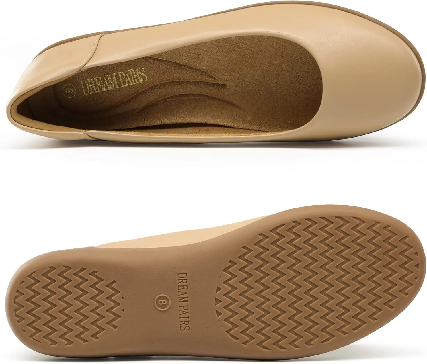 DREAM PAIRS Women’s Comfortable Ballet Dressy Work Flats, Round Toe Slip on Office Shoes