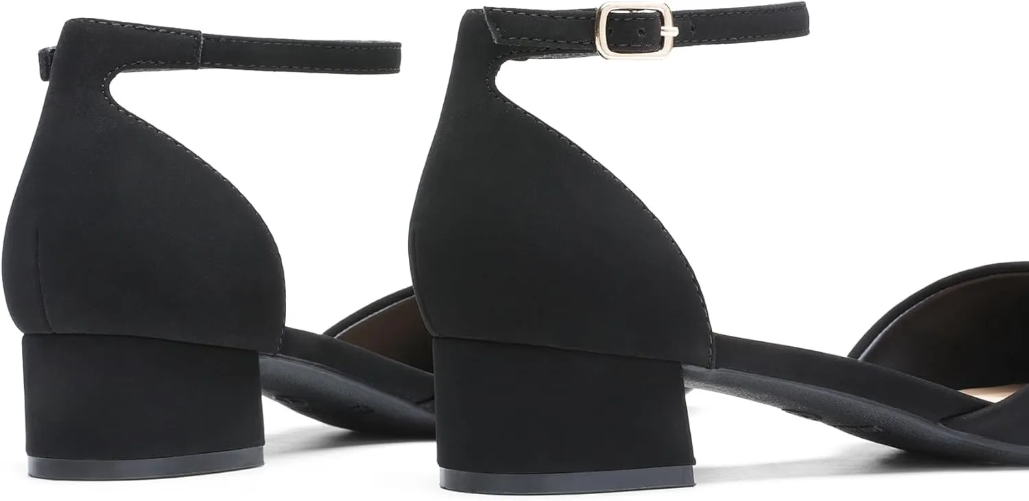 DREAM PAIRS Women's Dress Shoes Low Heel Pumps Closed Toe Comfort Casual D'Orsay Flats Ankle Strap