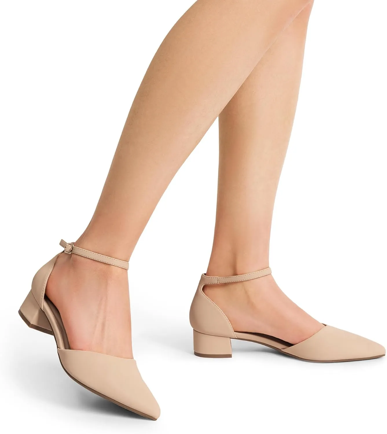 DREAM PAIRS Women's Dress Shoes Low Heel Pumps Closed Toe Comfort Casual D'Orsay Flats Ankle Strap