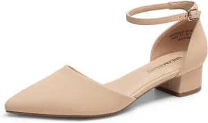 DREAM PAIRS Women's Dress Shoes Low Heel Pumps Closed Toe Comfort Casual D'Orsay Flats Ankle Strap