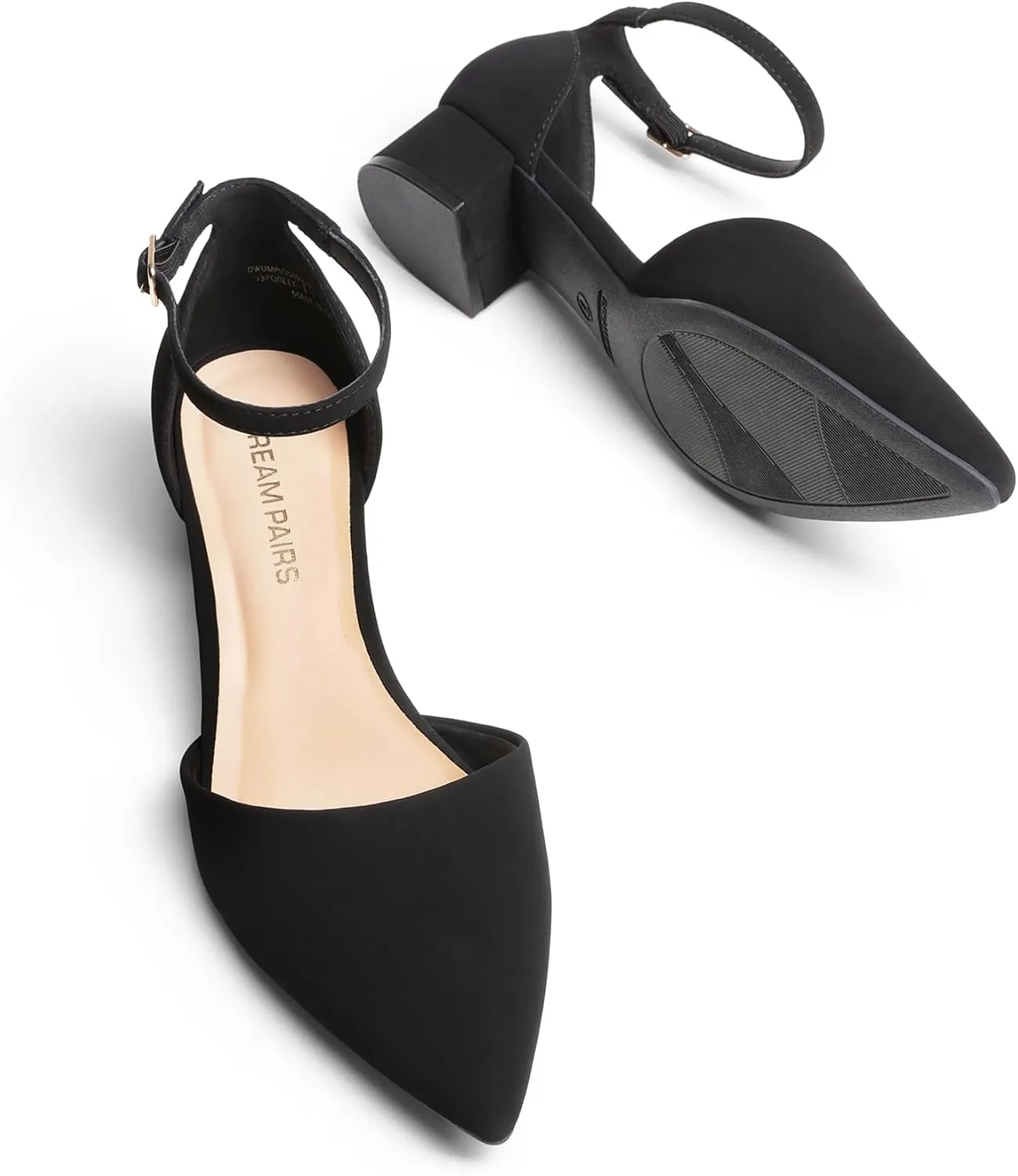 DREAM PAIRS Women's Dress Shoes Low Heel Pumps Closed Toe Comfort Casual D'Orsay Flats Ankle Strap