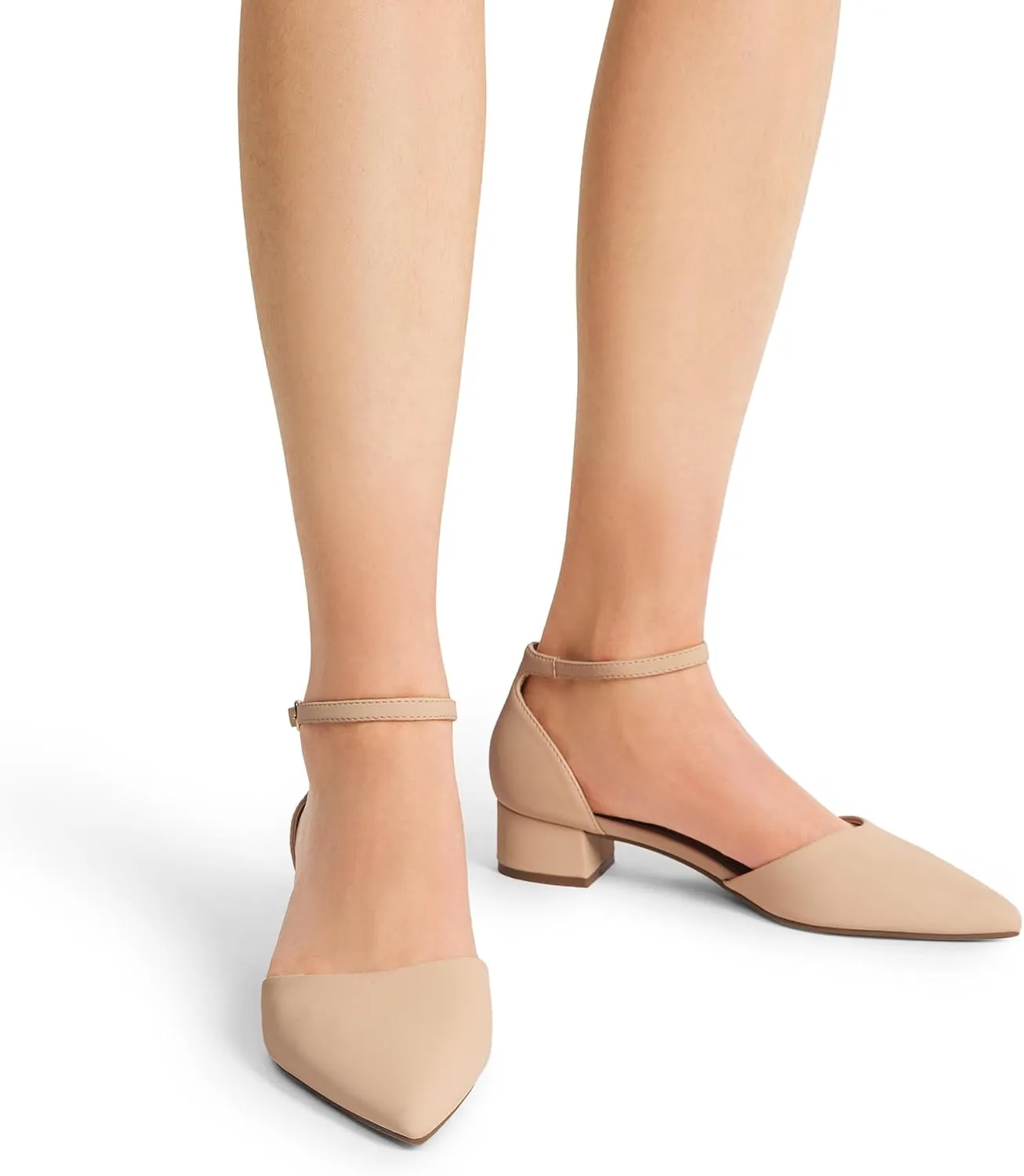 DREAM PAIRS Women's Dress Shoes Low Heel Pumps Closed Toe Comfort Casual D'Orsay Flats Ankle Strap