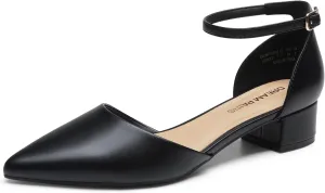 DREAM PAIRS Women's Dress Shoes Low Heel Pumps Closed Toe Comfort Casual D'Orsay Flats Ankle Strap