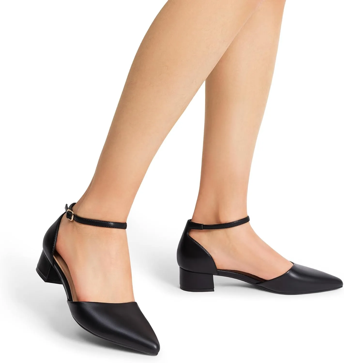 DREAM PAIRS Women's Dress Shoes Low Heel Pumps Closed Toe Comfort Casual D'Orsay Flats Ankle Strap