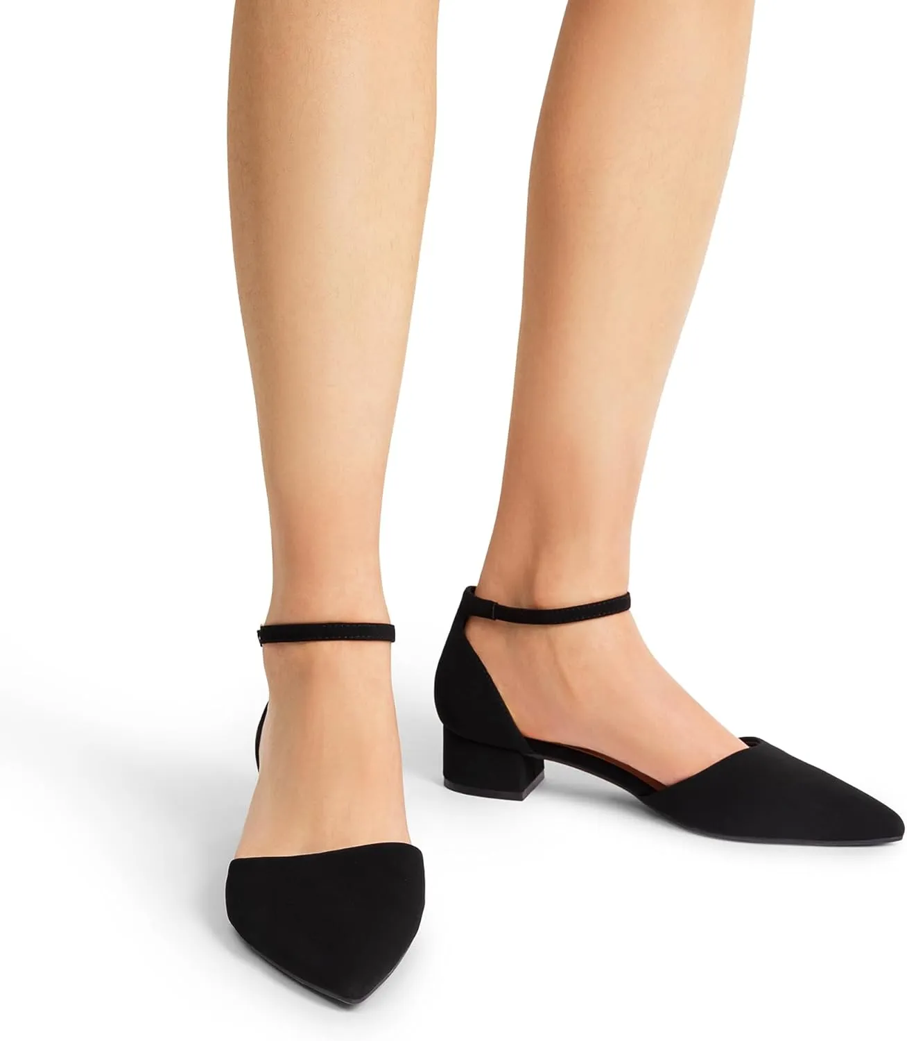 DREAM PAIRS Women's Dress Shoes Low Heel Pumps Closed Toe Comfort Casual D'Orsay Flats Ankle Strap