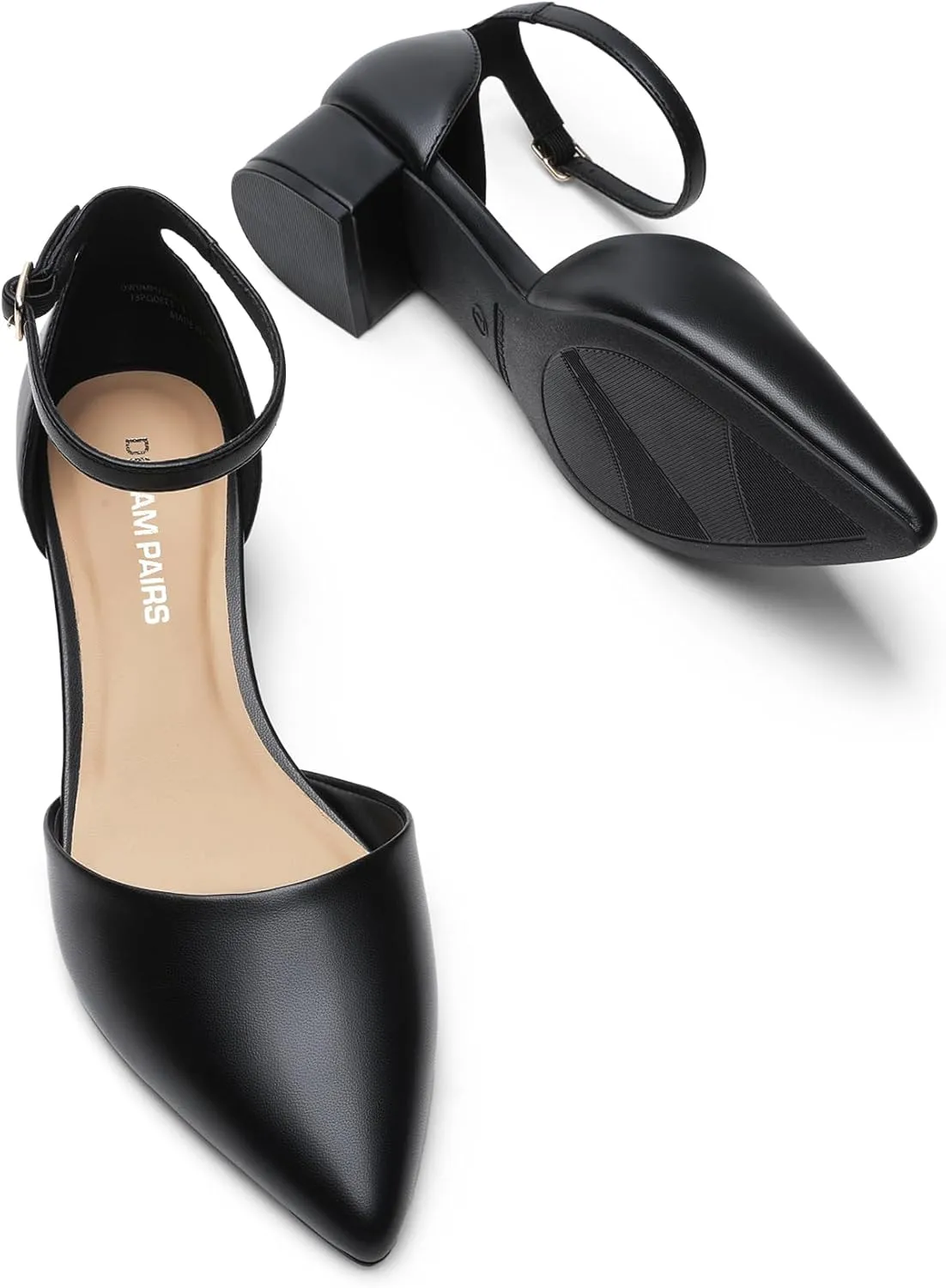 DREAM PAIRS Women's Dress Shoes Low Heel Pumps Closed Toe Comfort Casual D'Orsay Flats Ankle Strap