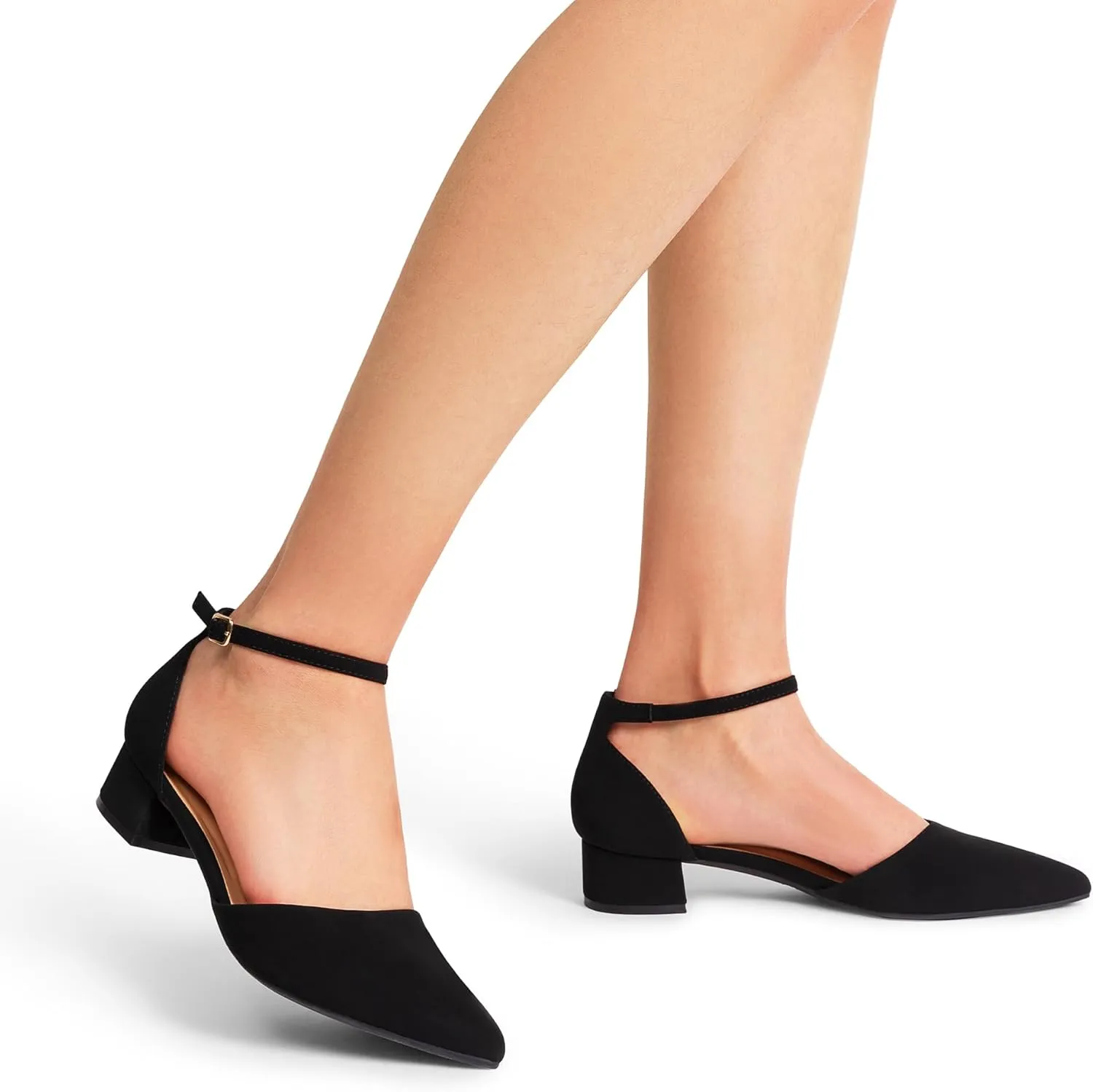 DREAM PAIRS Women's Dress Shoes Low Heel Pumps Closed Toe Comfort Casual D'Orsay Flats Ankle Strap