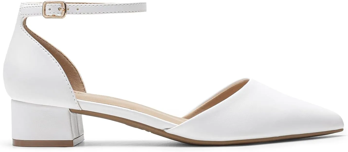 DREAM PAIRS Women's Dress Shoes Low Heel Pumps Closed Toe Comfort Casual D'Orsay Flats Ankle Strap