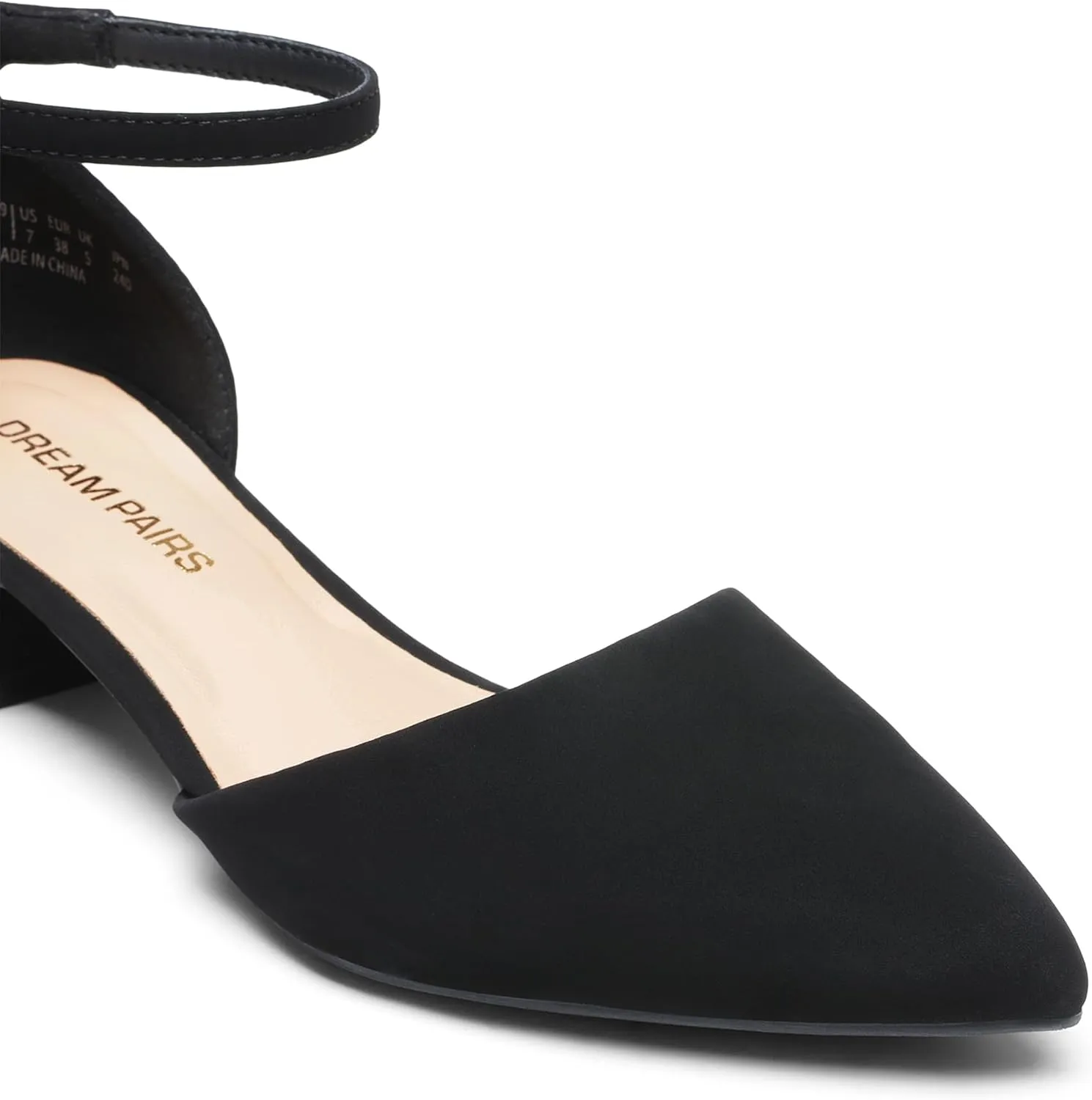 DREAM PAIRS Women's Dress Shoes Low Heel Pumps Closed Toe Comfort Casual D'Orsay Flats Ankle Strap