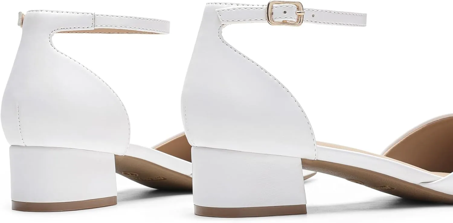 DREAM PAIRS Women's Dress Shoes Low Heel Pumps Closed Toe Comfort Casual D'Orsay Flats Ankle Strap
