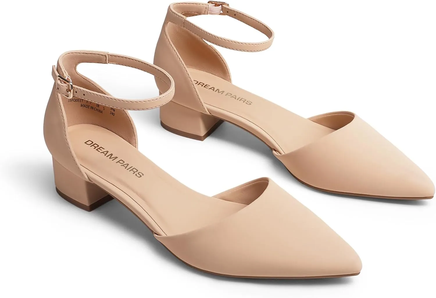 DREAM PAIRS Women's Dress Shoes Low Heel Pumps Closed Toe Comfort Casual D'Orsay Flats Ankle Strap
