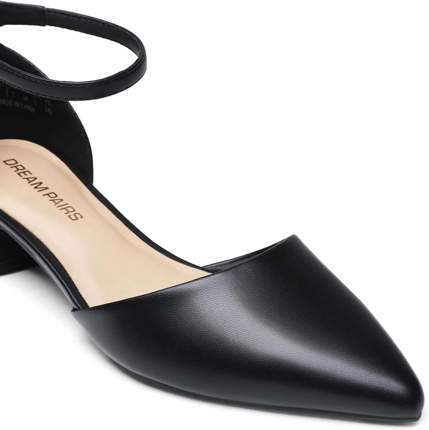 DREAM PAIRS Women's Dress Shoes Low Heel Pumps Closed Toe Comfort Casual D'Orsay Flats Ankle Strap
