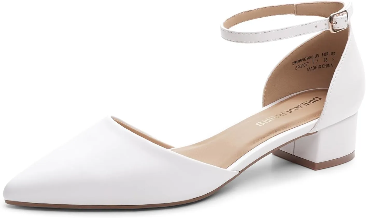 DREAM PAIRS Women's Dress Shoes Low Heel Pumps Closed Toe Comfort Casual D'Orsay Flats Ankle Strap