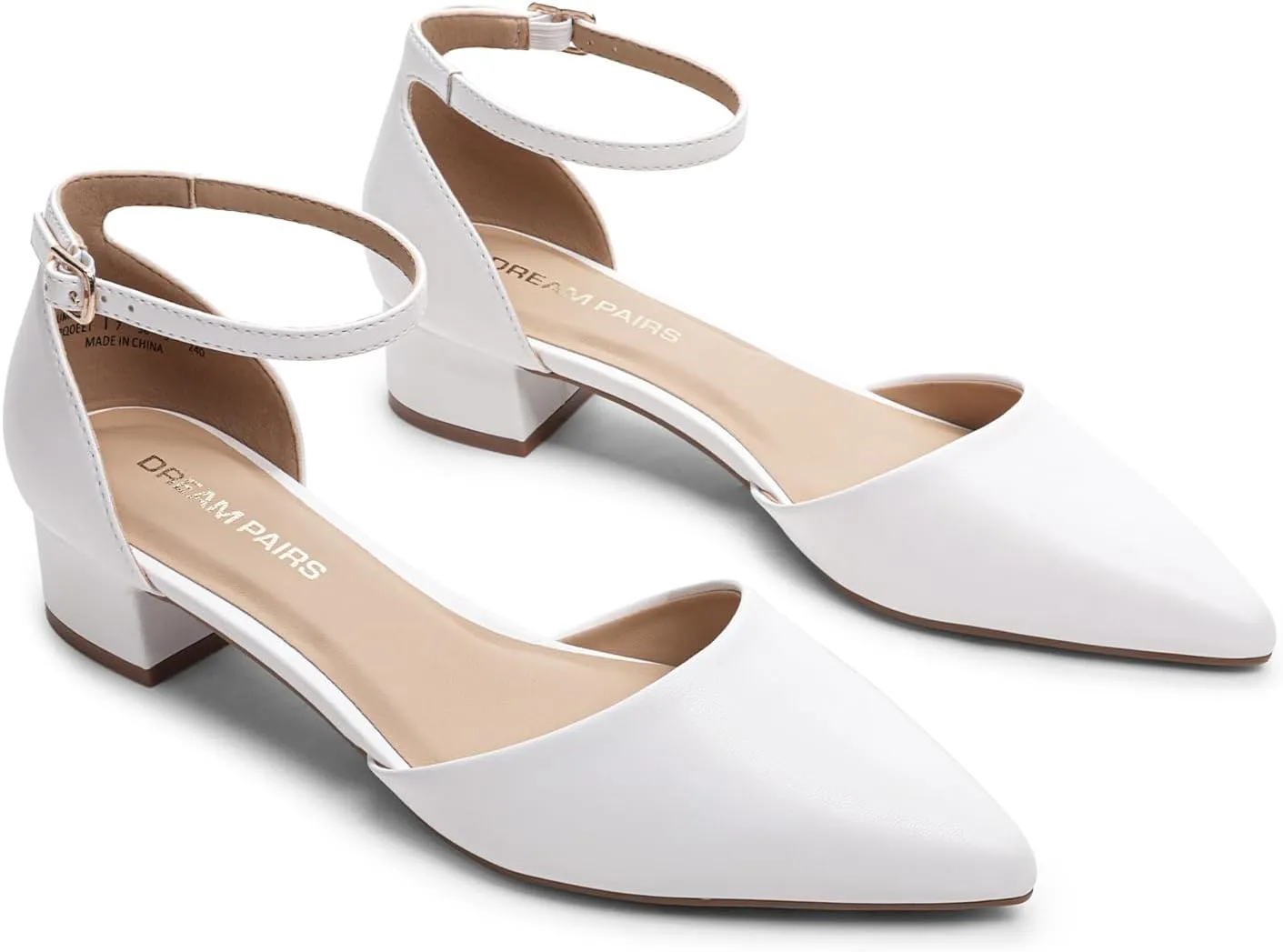 DREAM PAIRS Women's Dress Shoes Low Heel Pumps Closed Toe Comfort Casual D'Orsay Flats Ankle Strap