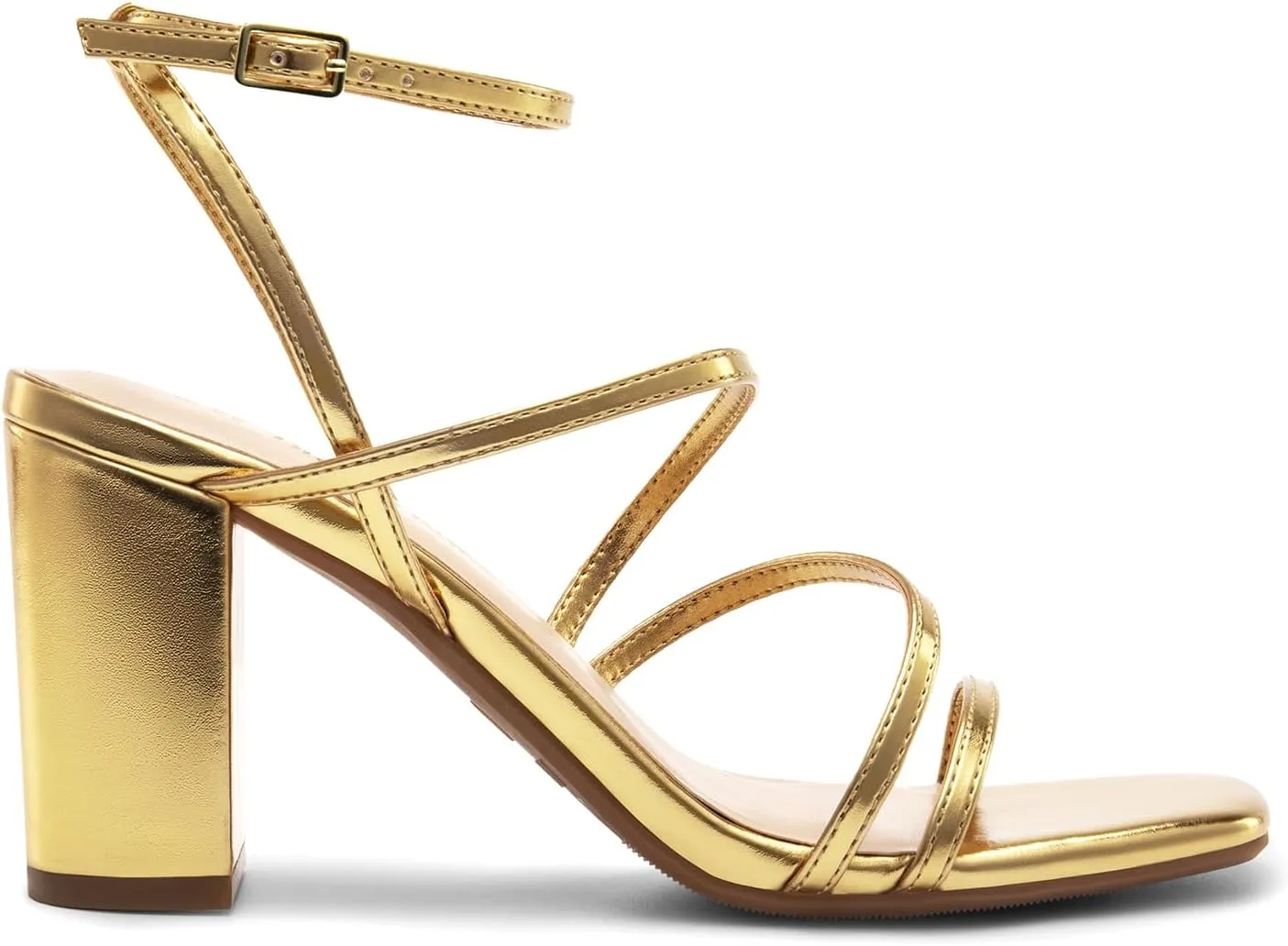 DREAM PAIRS Women's Heels Chunky Block Strappy Square Open Toe Ankle Buckle Heeled Sandals Wedding Party Dress Shoes Indie