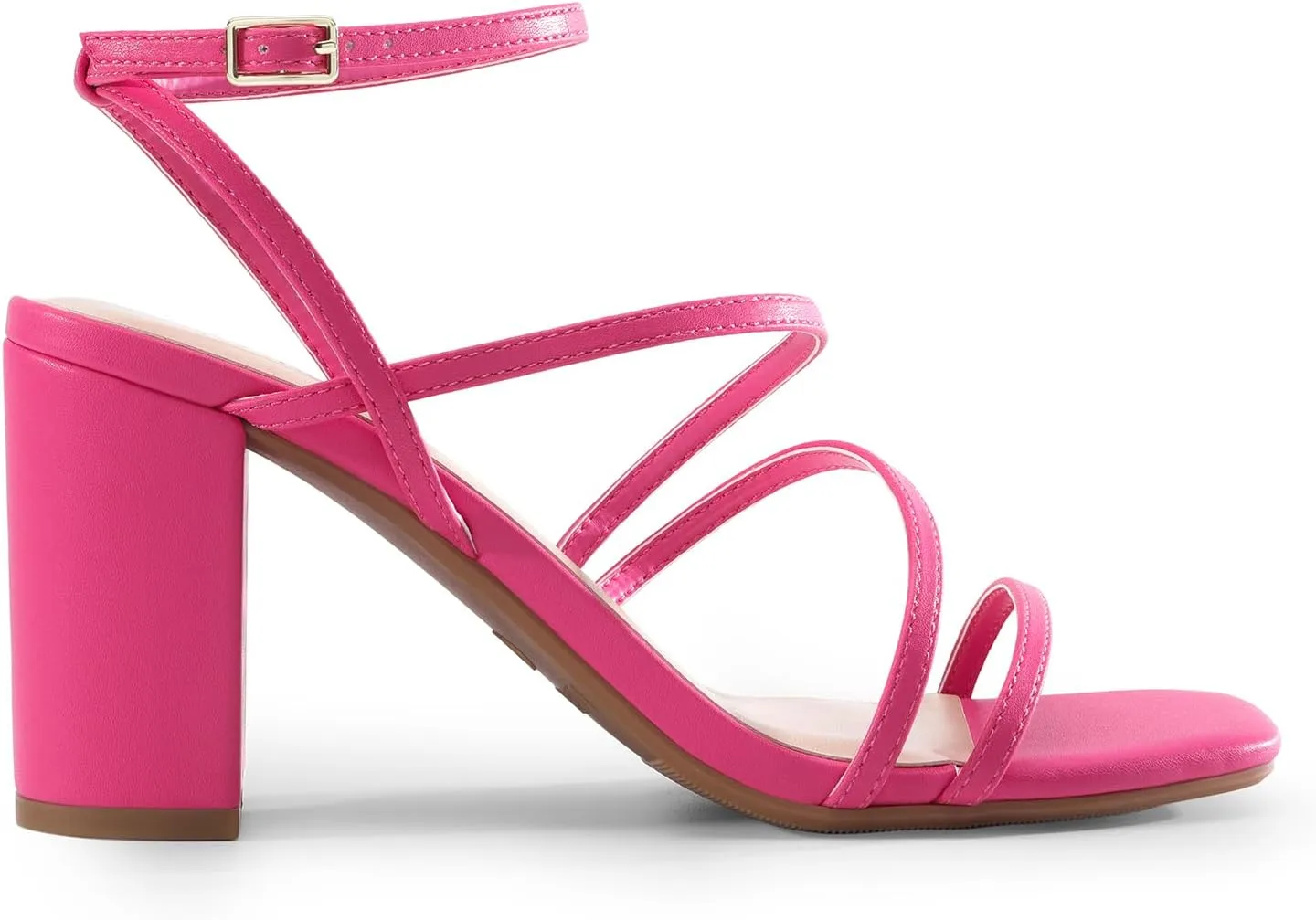 DREAM PAIRS Women's Heels Chunky Block Strappy Square Open Toe Ankle Buckle Heeled Sandals Wedding Party Dress Shoes Indie