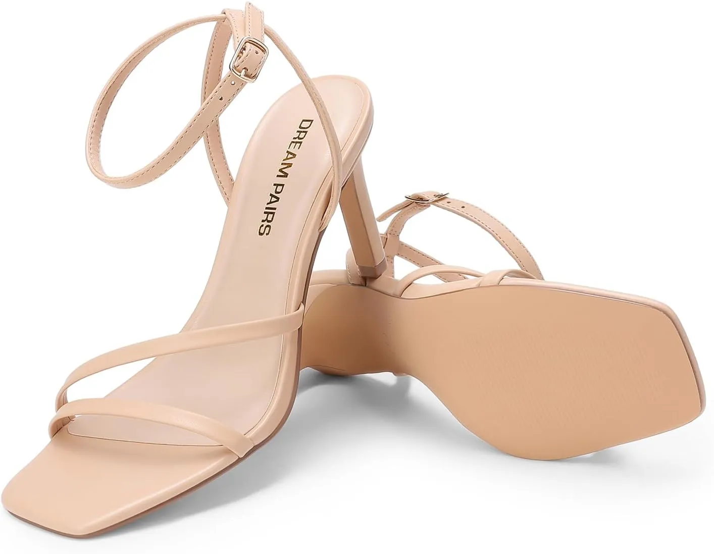 DREAM PAIRS Women’s High Stilettos Heels Open Toe Square Sandals Ankle Strap Pumps Sexy Comfort Strappy Dress Shoes Party Wedding Heeled Sandals