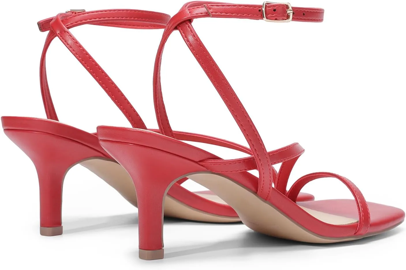DREAM PAIRS Women's Low Kitten Heels Strappy Open Square Toe Ankle Strap Sexy Fashion Comfort Dress Shoes Party Heeled Sandals