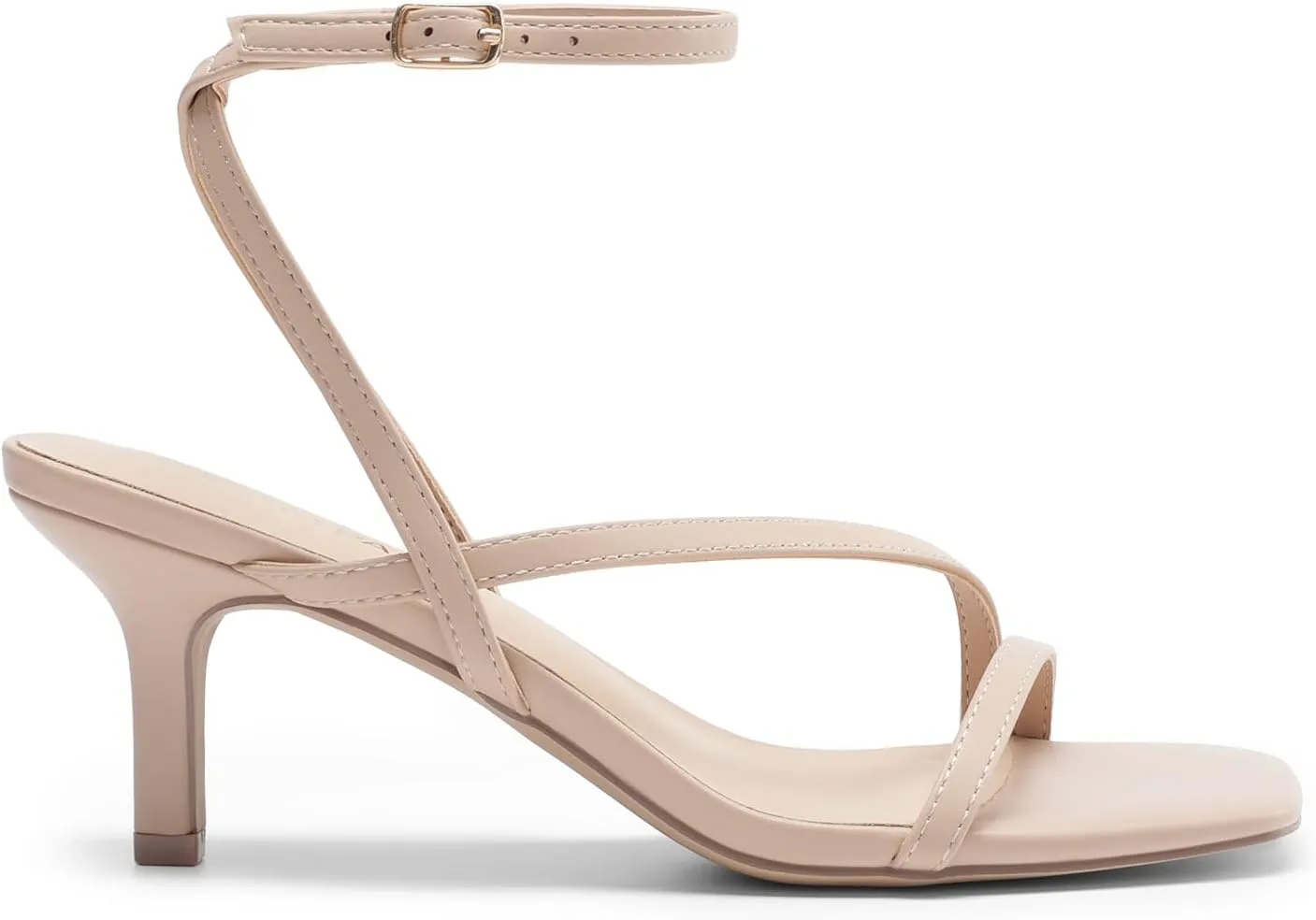 DREAM PAIRS Women's Low Kitten Heels Strappy Open Square Toe Ankle Strap Sexy Fashion Comfort Dress Shoes Party Heeled Sandals