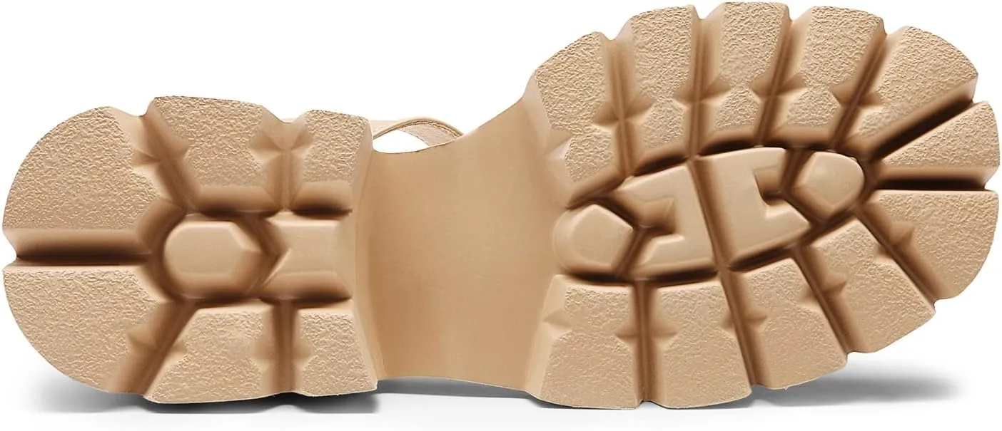 DREAM PAIRS Women's Lug Sole Low Platform Chunky Block Heels Square Toe Ankle Straps Sandals