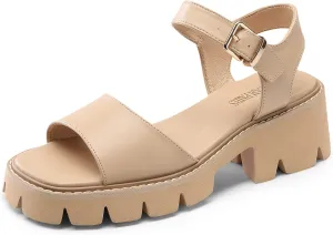 DREAM PAIRS Women's Lug Sole Low Platform Chunky Block Heels Square Toe Ankle Straps Sandals