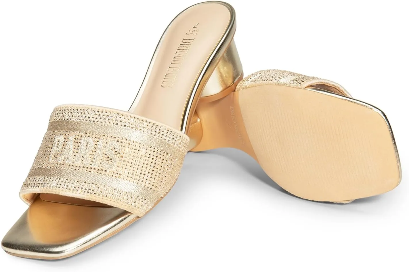 DREAM PAIRS Women's Square Open Toe Slip on Heels for women Low Block Chunky Heeled Sandals Slide Sandals Comfortable Casual Fashion Pumps Shoes