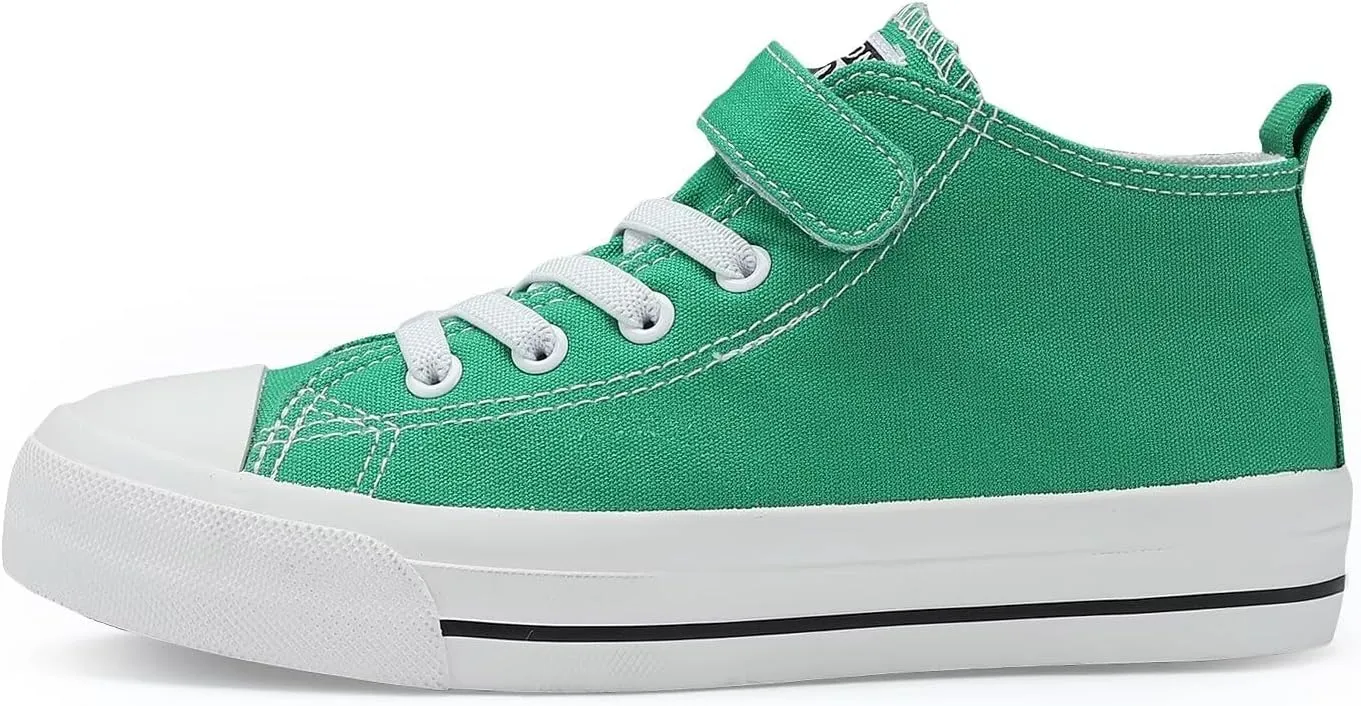 DSWED Toddler Little Kid Sneakers Boys and Girls Canvas Shoes High Top Casual Lightweight Classic Adjustable Strap Sneakers