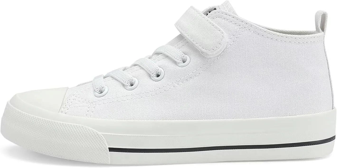 DSWED Toddler Little Kid Sneakers Boys and Girls Canvas Shoes High Top Casual Lightweight Classic Adjustable Strap Sneakers