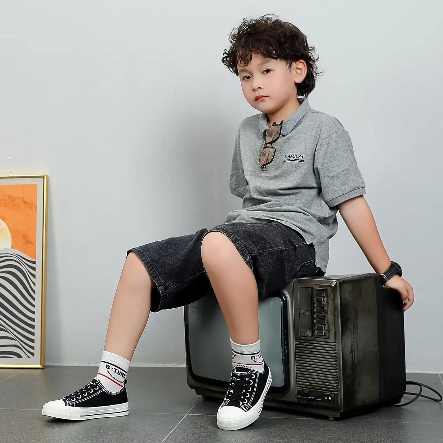 DSWED Toddler Little Kid Sneakers Boys Girls Canvas Shoes Classic Cotton Expandable No Tie Laces Slip On Sneakers