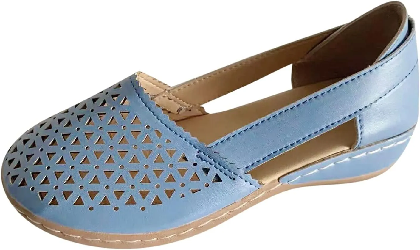 Eduavar Orthopedic Sandals for Women, Womens Sandals Comfortable Closed Toe Casual Hollow Out Shoes Orthotic Wedge Sandals