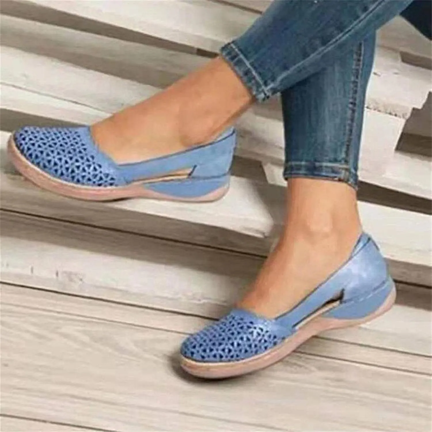 Eduavar Orthopedic Sandals for Women, Womens Sandals Comfortable Closed Toe Casual Hollow Out Shoes Orthotic Wedge Sandals